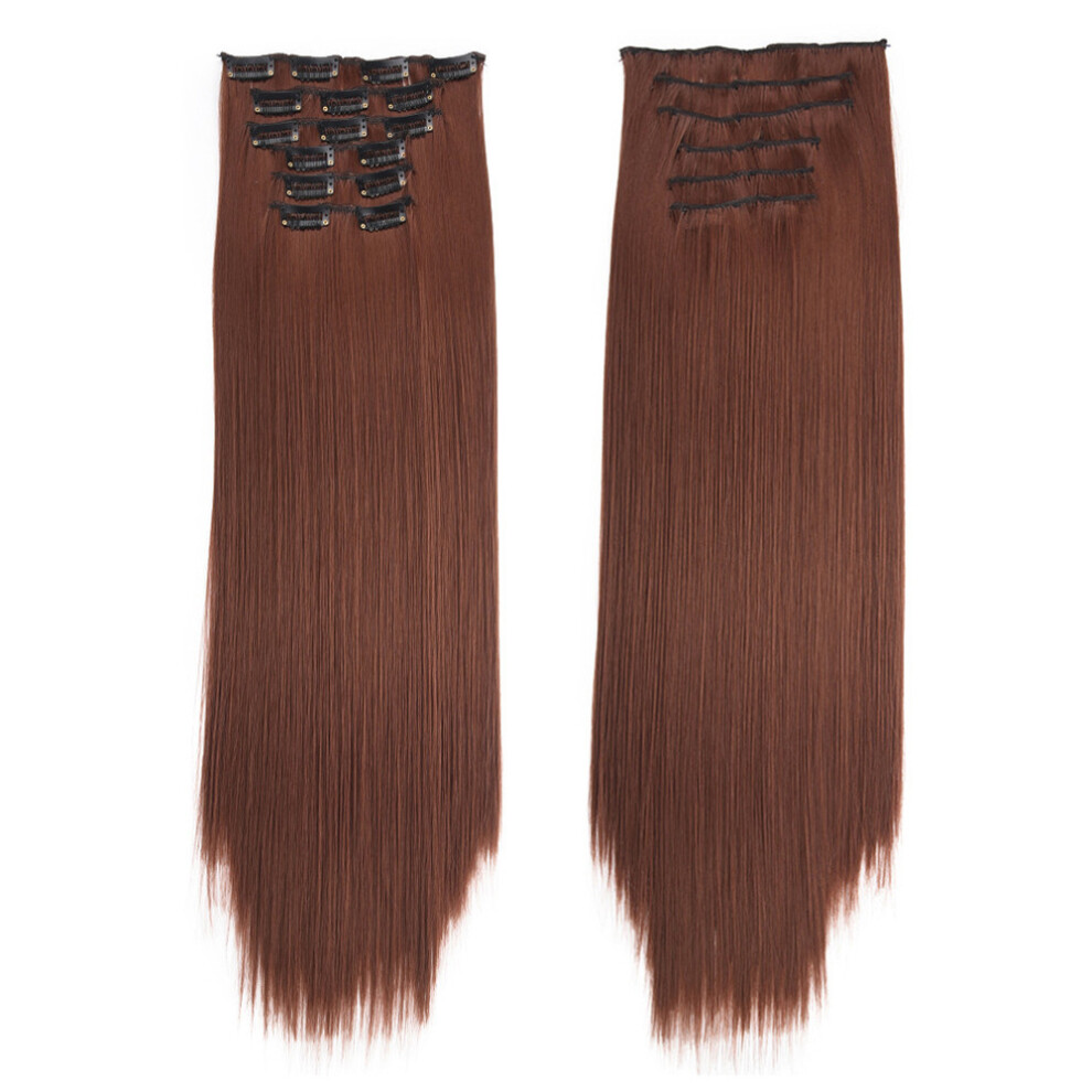 Natural Appearance Clip In Hair Extension, Synthetic Hairpieces with Instant Hair Transformation, Easy to DIY Heat Resistant Fiber Full Head Set for