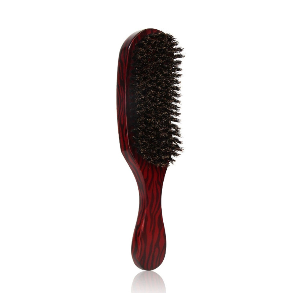 Reducing Frizz Hair Brush with Natural Boar Bristle Bristles, Jujube Wood Handle Beard & Scalp Tool with Wave Pattern for Stimulating Oil Production