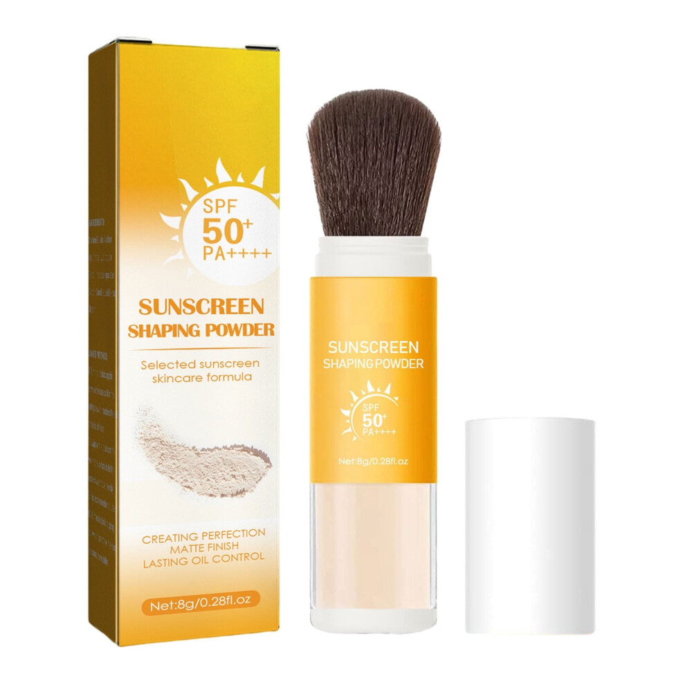 Translucent Loose Powder with Brush, Lightweight Mineral Makeup Setting Powder for Sensitive Skin, Easy to Use Sunscreen Setting Powder with SPF 50,