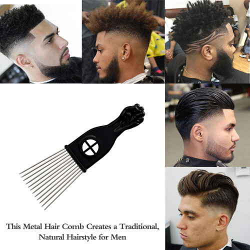 Συμπαγής και βολική για ταξίδια, μεταλλική χτένα για άφρο και σγουρά μαλλιά, 2
