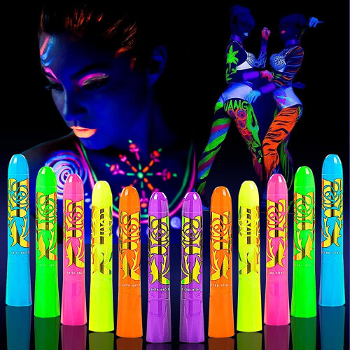 Κραγιόνια Body Art για εκδηλώσεις με υπεριώδη ακτινοβολία, μη αλλεργιογόνα, έντονα 2