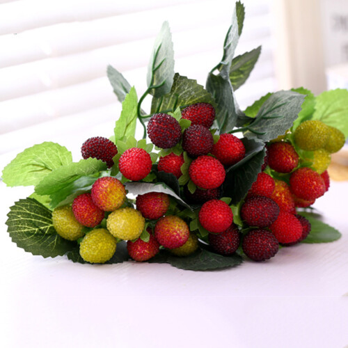 Κόκκινα φρούτα Bayberry, αληθοφανείς τεχνητές φράουλες για ζωντανή διακόσμηση 2