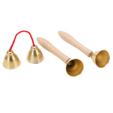 Vintage Aluminum & Maple Hanging Bell with Wooden Handle, Clear Sound
