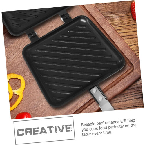 NonStick DoubleSided Breakfast Sandwich Maker Pan with Ergonomic Handle for Easy Cleaning 2