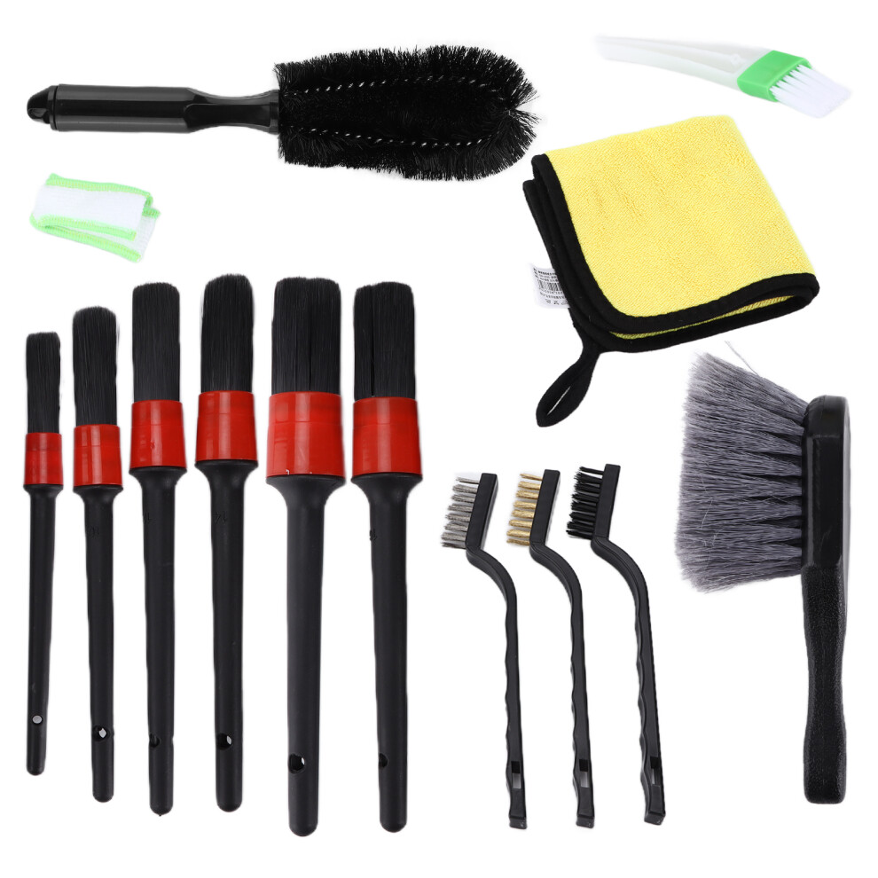 14Pcs Car Detailing Brush Kit Microfiber Cloth 8481377453750