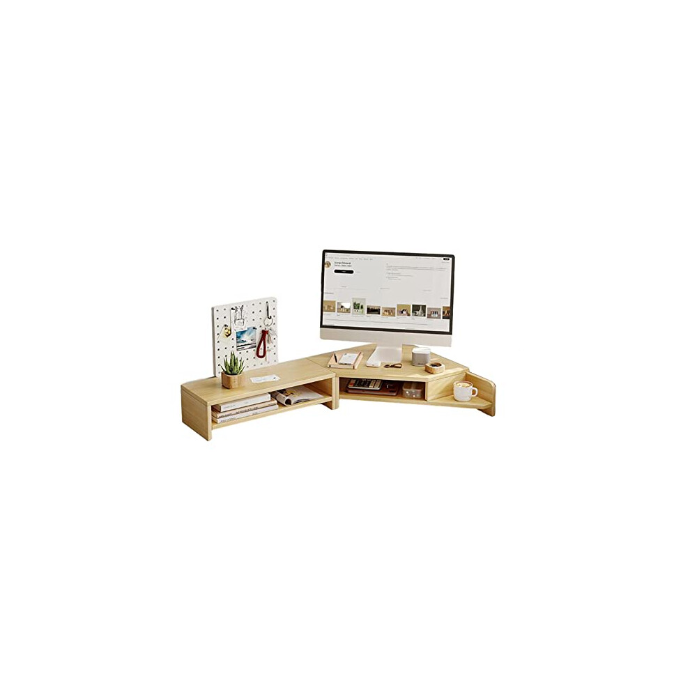 Lshaped Monitor Riser With Slots, Wooden Desk Organizer For Monitors And Laptops, Spacesaving Clutter Solution 9199774224857