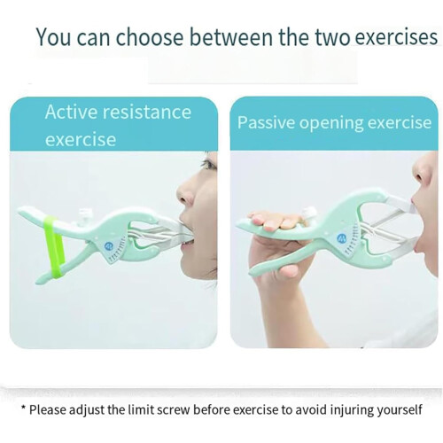 Oral care tool with 2 training modes, transparent angle plate, Adjustable opening distance 2