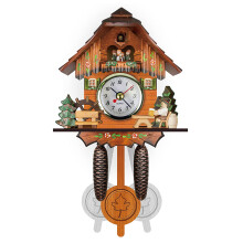 Cuckoo Clock Wooden Retro Wall Clock with Pendulum Alarm for Home Living Room Kitchen Office Decoration A6