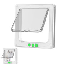 4Way Locking Cat Flap Door For Cats And Small Dogs Magnetic Transparent Pet Door With Brush Seal Weatherproof White