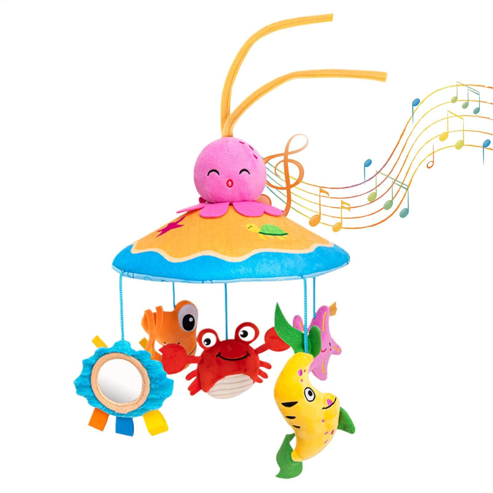 Crib Mobile Toy Rotating Animal Nursery Decor Soothing Bell Sounds Adjustable Arm Colorful Design Compatible With Cribs