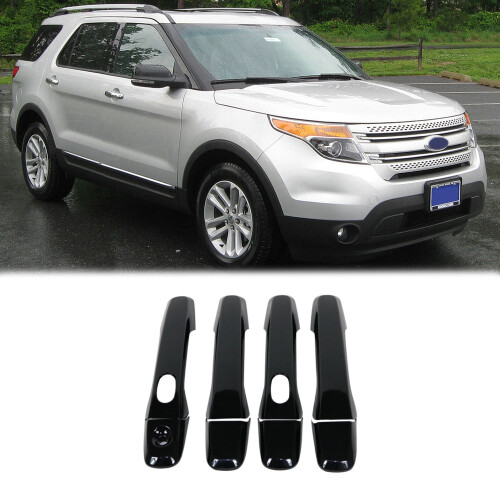 8PCS ABS Silver Chrome Outer Side Door Handle Cover Trim with  Hole for  Explorer 2011-2018 2