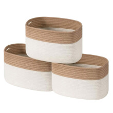 Cotton Rope Storage Basket 3 Pack Baskets With Handles Multipurpose Organizer Bins Bathroom Towel Baskets Nursery Toys