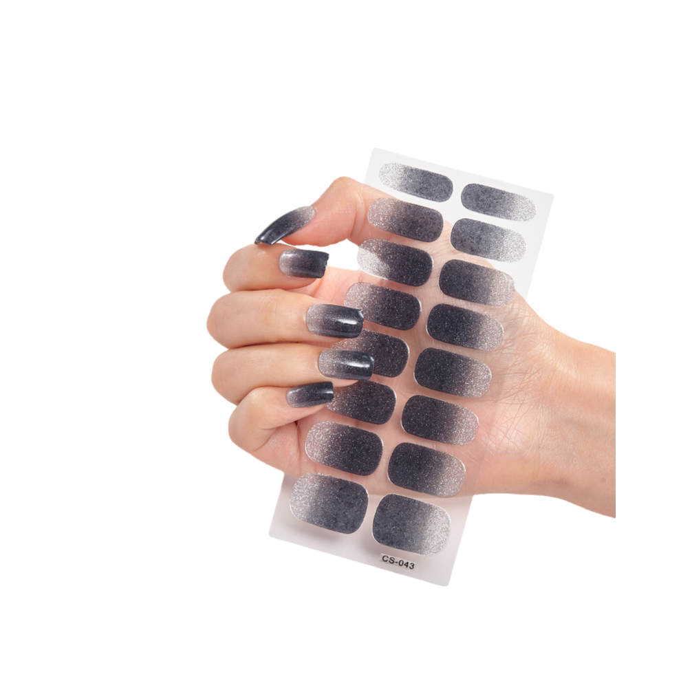 Long Lasting Nail Wraps with Waterproof Protection, Works with Any UV LED Lamps for Fast Curing, Self Adhesive Shinny Glitter Nail Wraps, Semi Cured