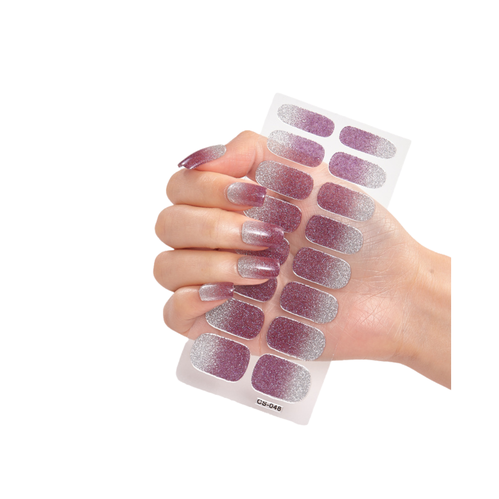 Pre-Cured Gel Nail Strips with Salon-Quality Shine, Self Adhesive Nail Polish Strips for Quick Manicure, Waterproof Long Lasting Nail Wraps with Shin