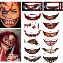 Body Tattoo Stickers, Waterproof And Sweat-Proof, Halloween Element Scary Smile, Ideal For Costume Parties And Cosplay Events (12PCS)