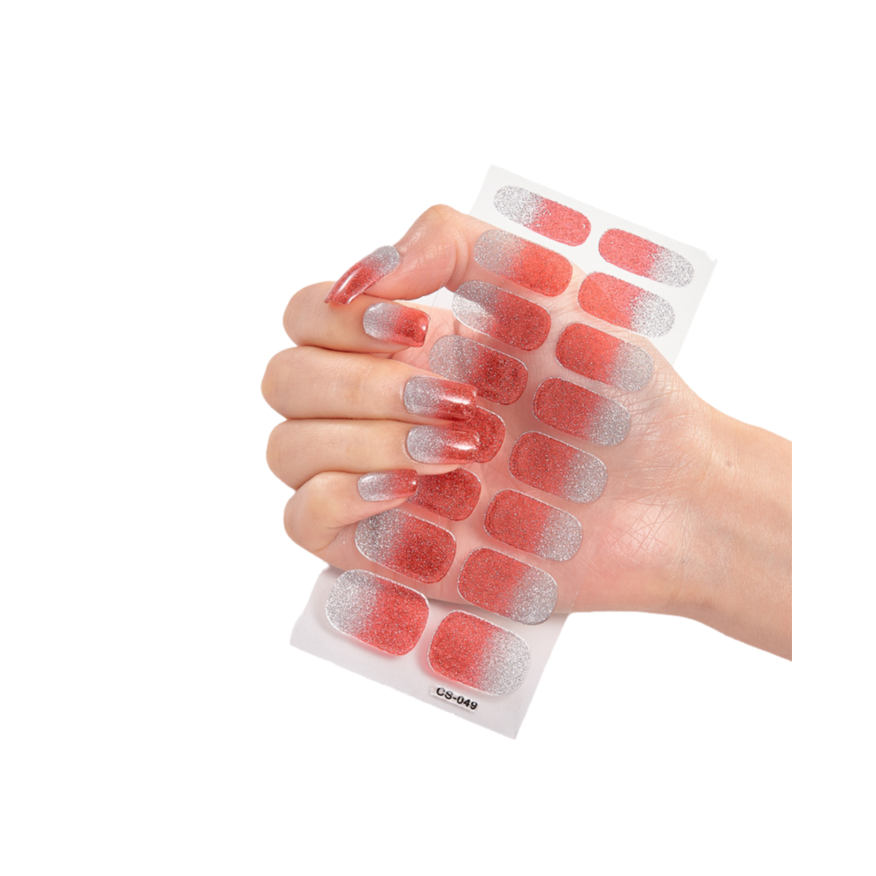 Pre-Cured Gel Nail Strips with Salon-Quality Shine, Self Adhesive Nail Polish Strips for Quick Manicure, Waterproof Long Lasting Nail Wraps with Shin
