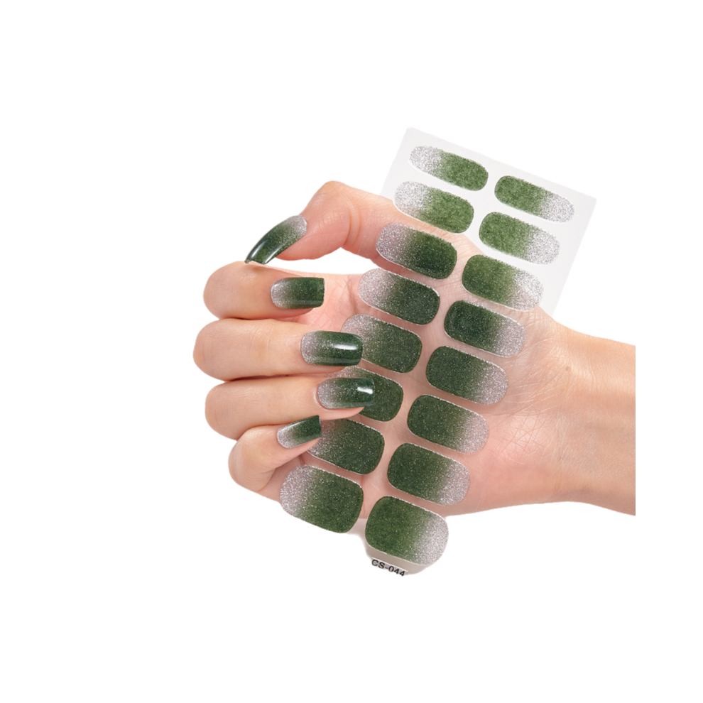 Pre-Cured Gel Nail Strips with Salon-Quality Shine, Self Adhesive Nail Polish Strips for Quick Manicure, Waterproof Long Lasting Nail Wraps with Shin