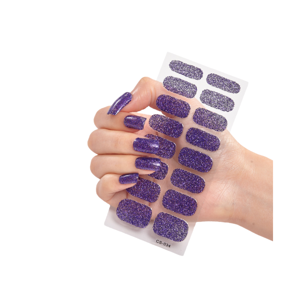 Long Lasting Nail Wraps with Waterproof Protection, Works with Any UV LED Lamps for Fast Curing, Self Adhesive Shinny Glitter Nail Wraps, Semi Cured