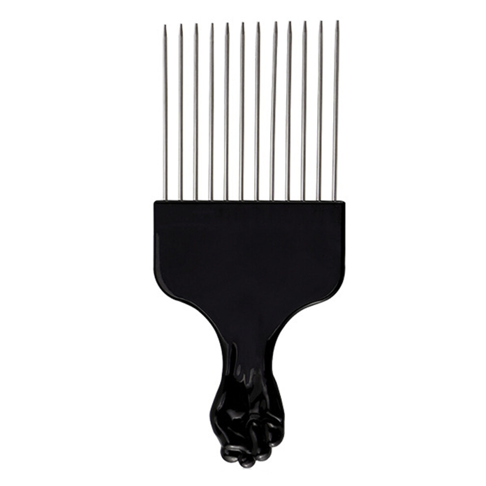 Unisex Ergonomic Handle Hair Pick For Versatile Use, Stainless Steel Afro And Curly Hair Comb With Design, Compact And Convenient For Travel, Durable