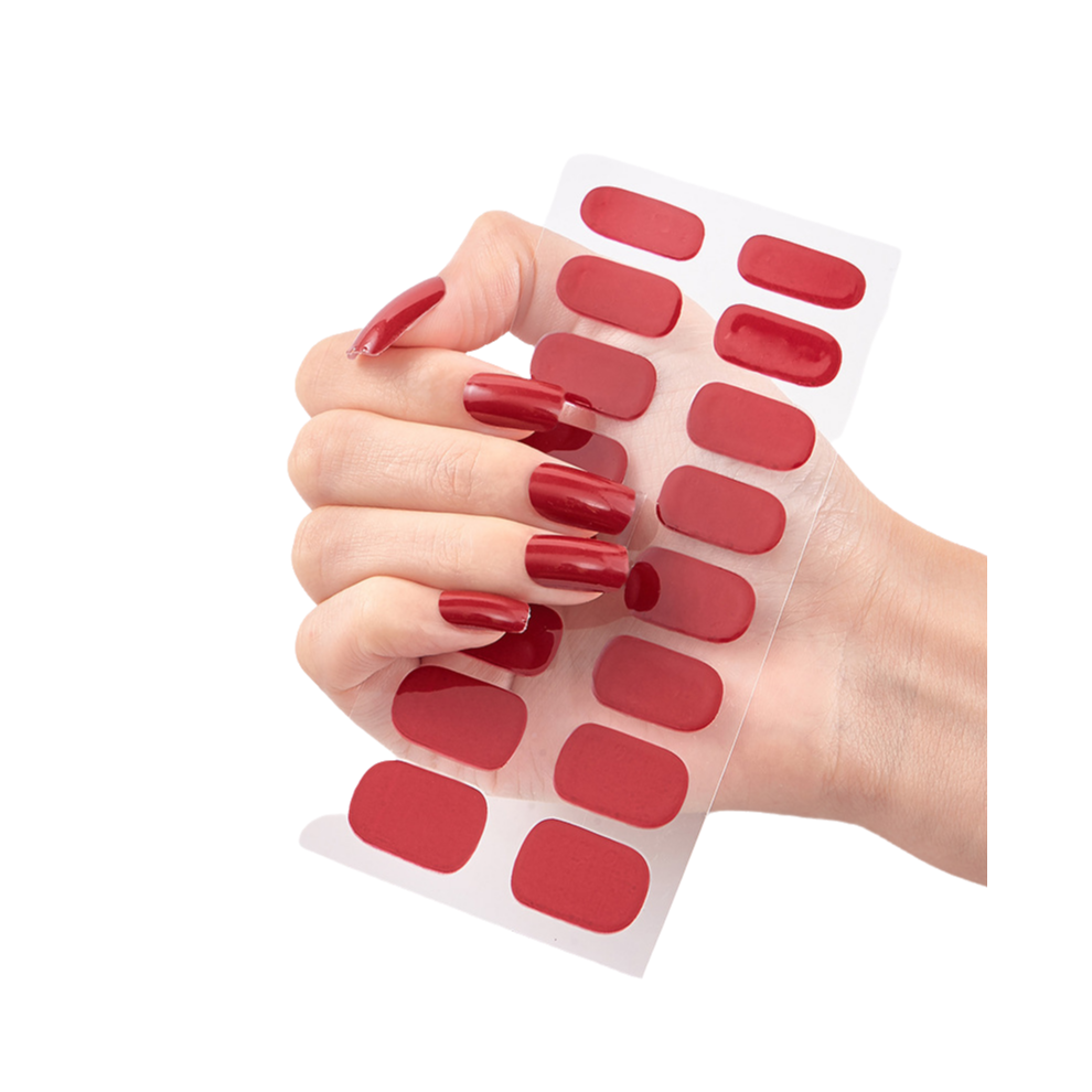 Pre-Cured Gel Nail Strips with Salon-Quality Shine, Self Adhesive Nail Polish Strips for Quick Manicure, Waterproof Long Lasting Nail Wraps with Shin