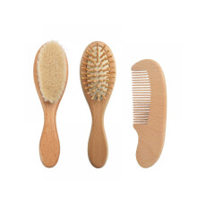 Spazzola per capelli per neonati con manico in legno, spazzola morbida per neonati con setole naturali di capra per bambini piccoli, spazzola da