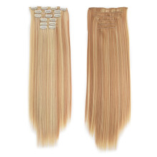 Extensiones de cabello gruesas para mujeres, extensiones invisibles con clip, fibra sintética y estilo de cabello liso, resistentes al calor y