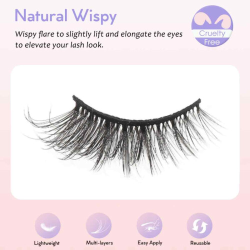 Ψεύτικες βλεφαρίδες φυσικής εμφάνισης, Fluffy3D Lashes Faux Mink Χειροποίητες Vegan, χωρίς 2