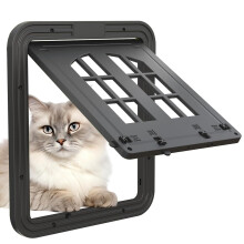 Magnetic Dog Flap For Small Dogs Puppies Cats Durable Screen Door Pet Door Cover With Mesh Black Size S