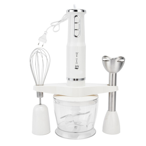 Portable Stick Mixer, Versatile Attachments For Effortless Blending, Immersion Hand Blender With Adjustable Speed, White