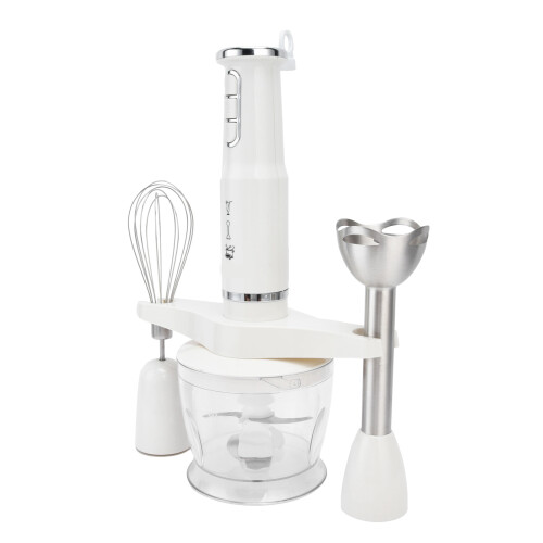 Portable Stick Mixer, Versatile Attachments For Effortless Blending, Immersion Hand Blender With Adjustable Speed, White 1