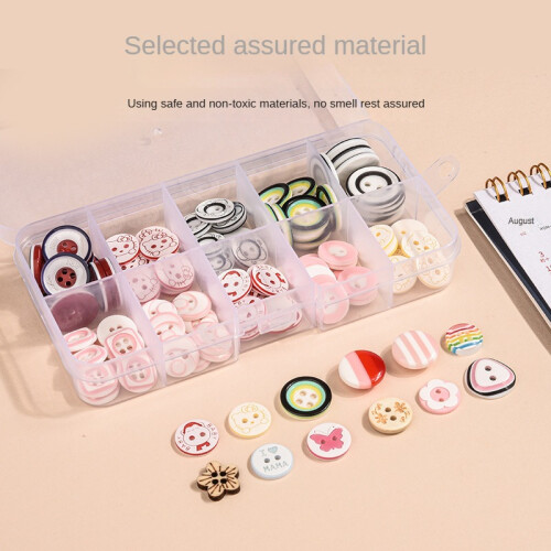 (Package 1, 12.5mm random mixed models 100 pieces) 100pcs boxed colorful buttons 1