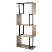 4-Tier Bookcase with Wood Finish and Metal Uprights - H148 cm