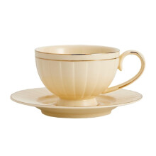 Ceramic Coffee Cup and Saucer Set with HandCarved Embossed Design, Elegant Nordic Style Mug