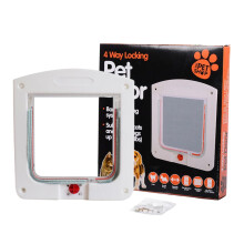 Inner Door Cat Flap 4Way Locking Weatherproof WallMounted Pet Door White Kitten Grid Basement Garage Model A