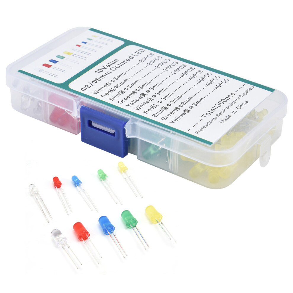Led Diodes 300Pcs 5 Colour Lighting Bulbs For Electronics Maintenance And Diy 7901377464699