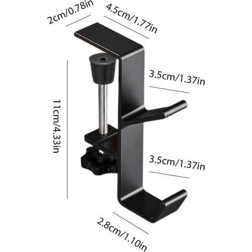 Bag Hooks for Tables  Adjustable ClampOn Table Bag Hook, Black, for Wallets, Umbrellas, Backpacks 2
