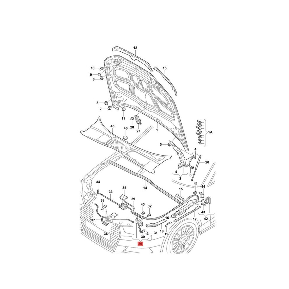 4X Under Hood Release Lid Lock W/ 8Wd823509 For A4 A5 S4 S5 Q5 8Wd 823 509 Front Lower Bonnet Hood Latc 4714029282045