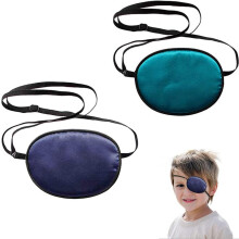 Zijden ooglapjes voor één oog, lichtgewicht en ademend met een verfijnde afwerking (2 stuks) voor Halloweenfeesten, nachtclubs en dagelijks gebruik.