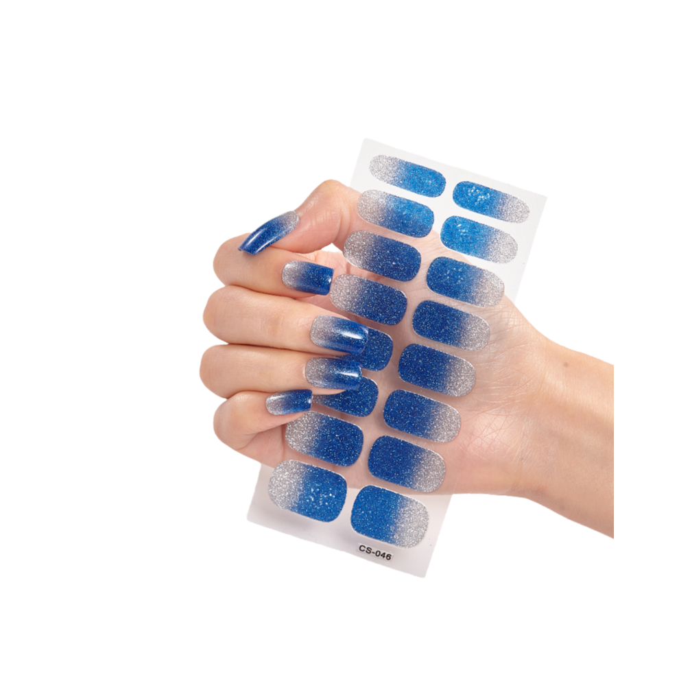 Long Lasting Nail Wraps with Waterproof Protection, Works with Any UV LED Lamps for Fast Curing, Self Adhesive Shinny Glitter Nail Wraps, Semi Cured