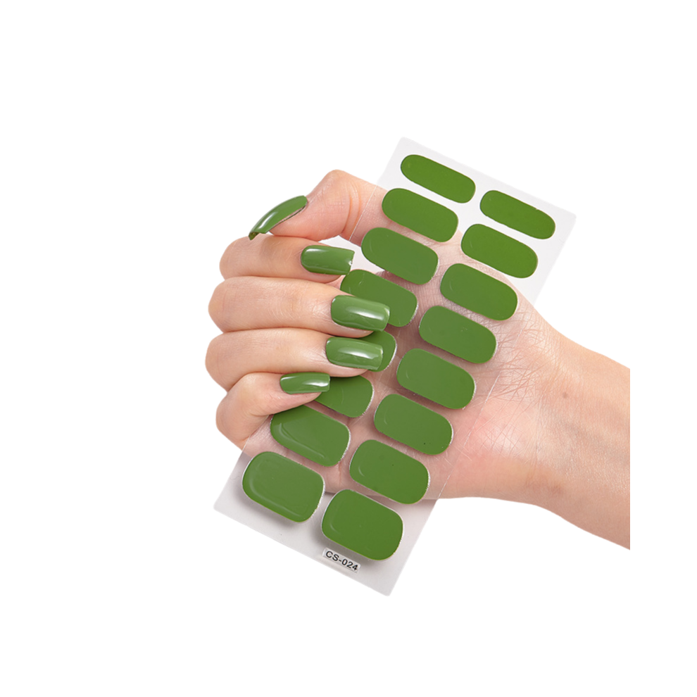 Pre-Cured Gel Nail Strips with Salon-Quality Shine, Self Adhesive Nail Polish Strips for Quick Manicure, Waterproof Long Lasting Nail Wraps with Shin