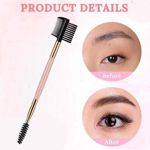 Versatile Application Eyebrow Eyelash Brush, Dual Spoolie Design with Lash Roller and Brow Comb, Functional Makeup Tools for Separating Lashes and Sh 2