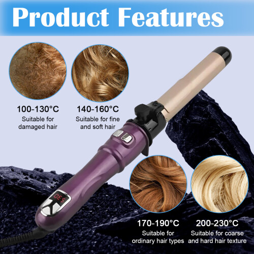 Automatic Hair Curler with Advanced Ceramic Barrel, Automatic Shut-Off and LCD Display, Personalized Heat Settings for Custom Styling, Rotating Elect 2