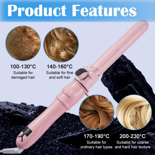 Rotating Styling Tool with LCD Display, 360 Rotating Design and Adjustable Temp, Ceramic Technology for Smooth Results, Automatic Rotation Hair Curl 2