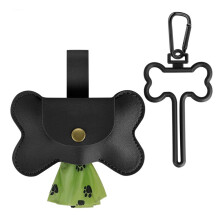 Portable Dog Poop Bag Dispenser with Leash Hook Puppy-Black