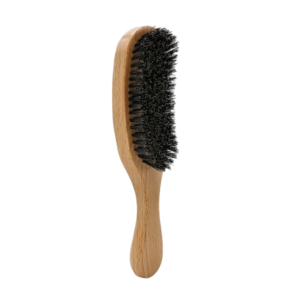 Reducing Frizz Hair Brush with Natural Boar Bristle Bristles, Jujube Wood Handle Beard & Scalp Tool with Wave Pattern for Stimulating Oil Production