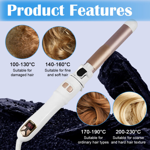 Rotating Styling Tool with LCD Display, 360 Rotating Design and Adjustable Temp, Ceramic Technology for Smooth Results, Automatic Rotation Hair Curl 2
