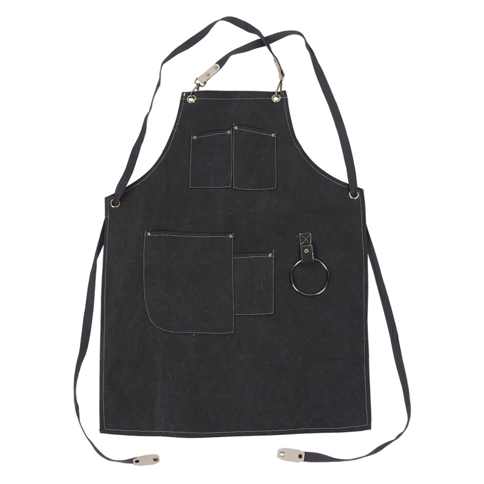 Multi-Pocket Utility Apron, Thick Canvas Workwear For Men Women, Comfortable Cross Back Chef Apron Suitable For Cooking Painting Welding Gardening 9464372593071