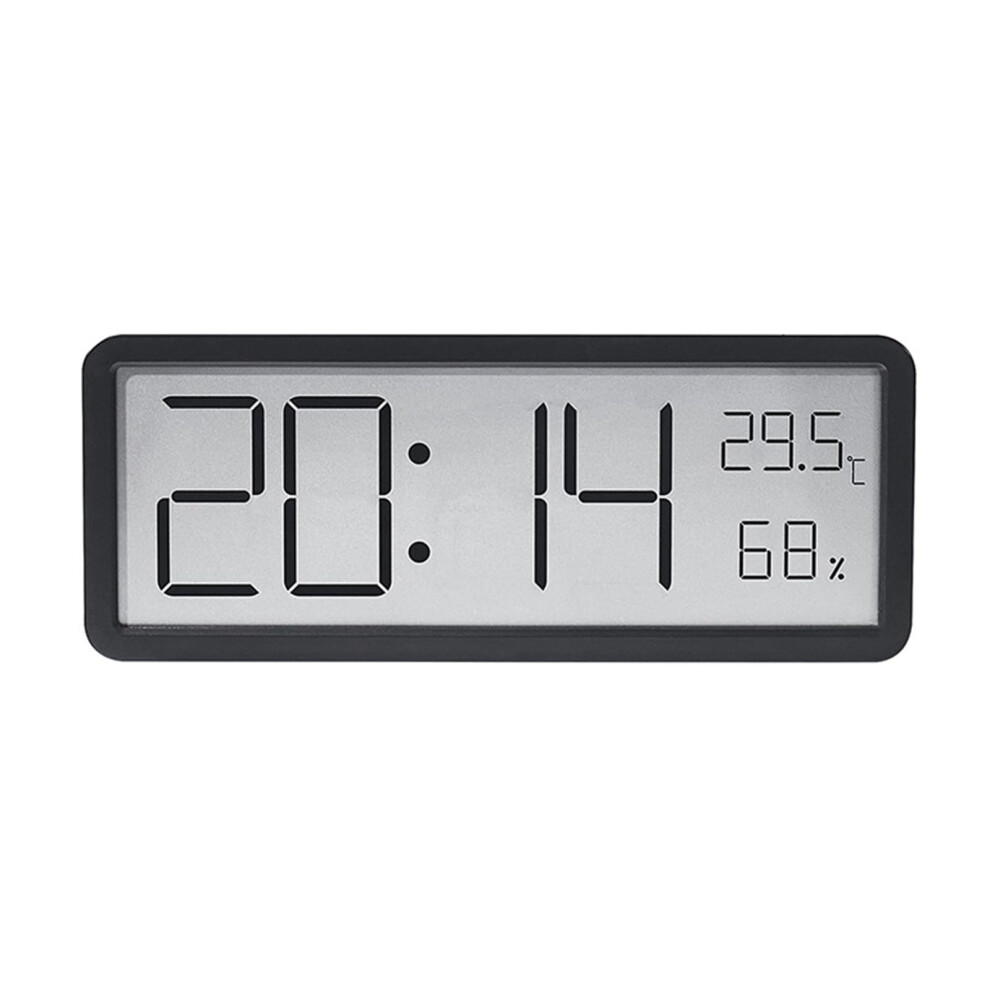 Electronic Alarm Clock Lcd Display Temperature Humidity Date 12/24 Hour Desktop Or Wallmount Black 9199774229296