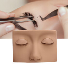 Manichino per extension ciglia in silicone leggero, colore marrone chiaro