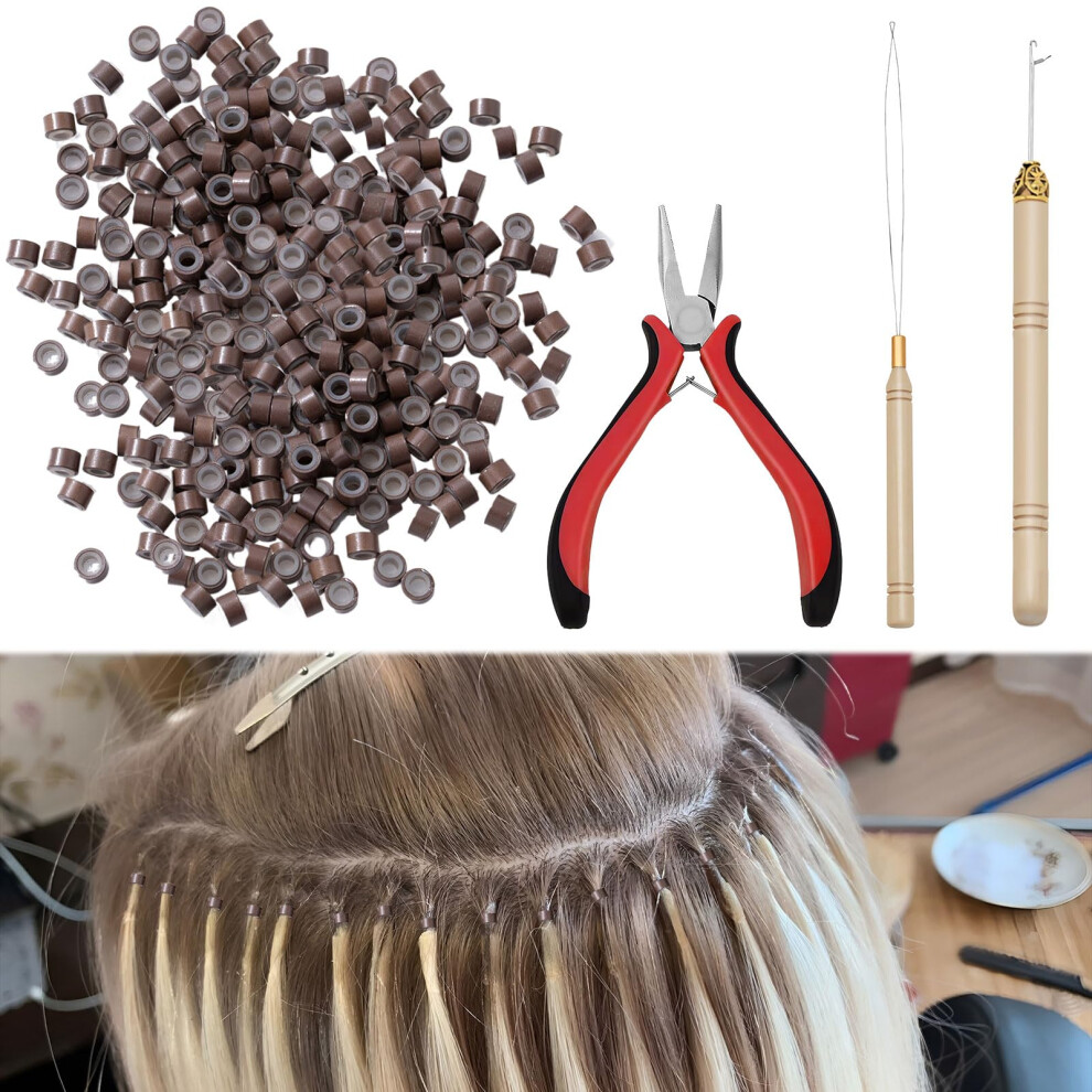 Unisex Nano Beads Hair Extensions Kit 1Piece Hair Extension Tools Professional Pliers And Loop Threader